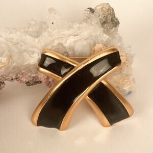 Vintage Anne Klein Enamel X Brooch